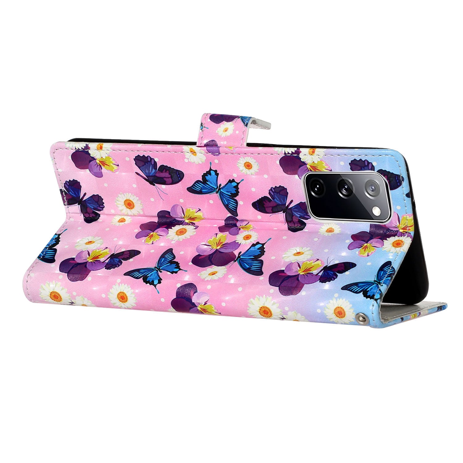 For Samsung Galaxy S20 FE 4G/5G/S20 Lite/S20 FE 2022 Light Spot Decor Pattern Printing Leather Case - Butterfly and Flower