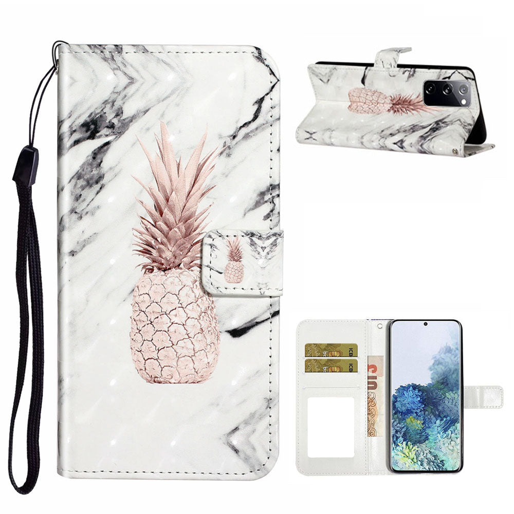 For Samsung Galaxy S20 FE 4G/5G/S20 Lite/S20 FE 2022 Light Spot Decor Pattern Printing Leather Case - Pineapple