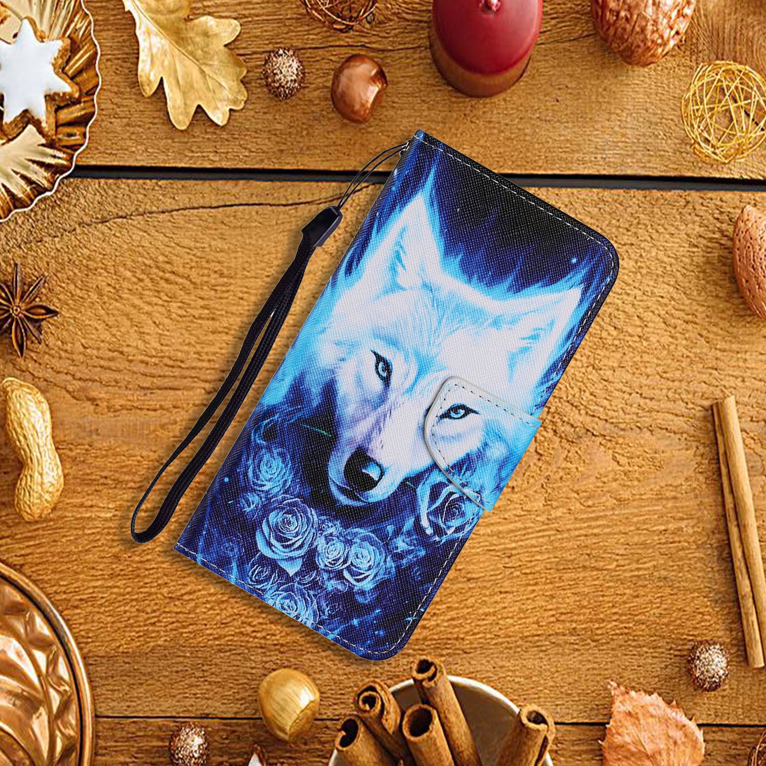 Unique Pattern Printing Wallet Stand Leather Case with Lanyard for Samsung Galaxy S20 Plus - Wolf