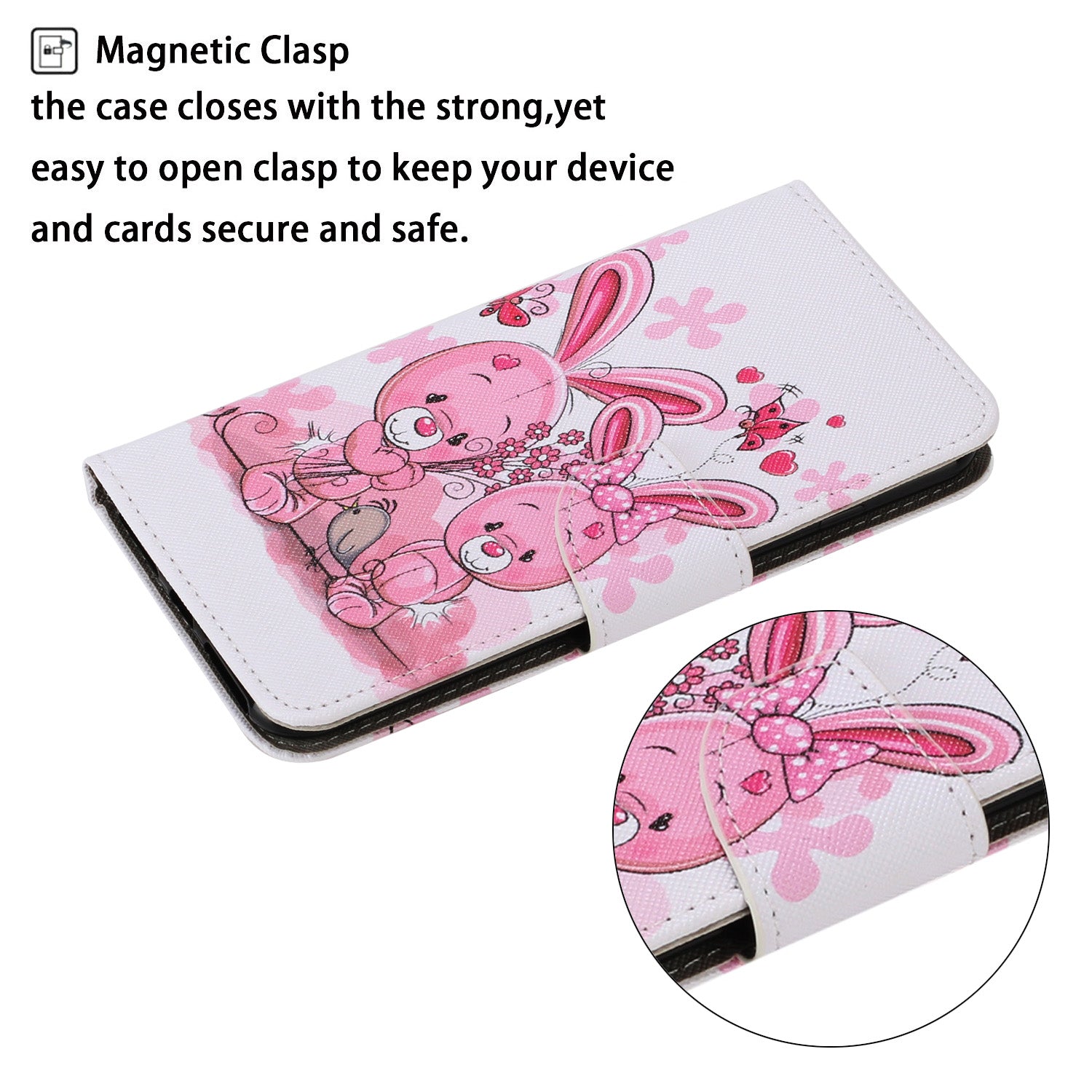 Unique Pattern Printing Wallet Stand Leather Case with Lanyard for Samsung Galaxy S20 Plus - Rabbits