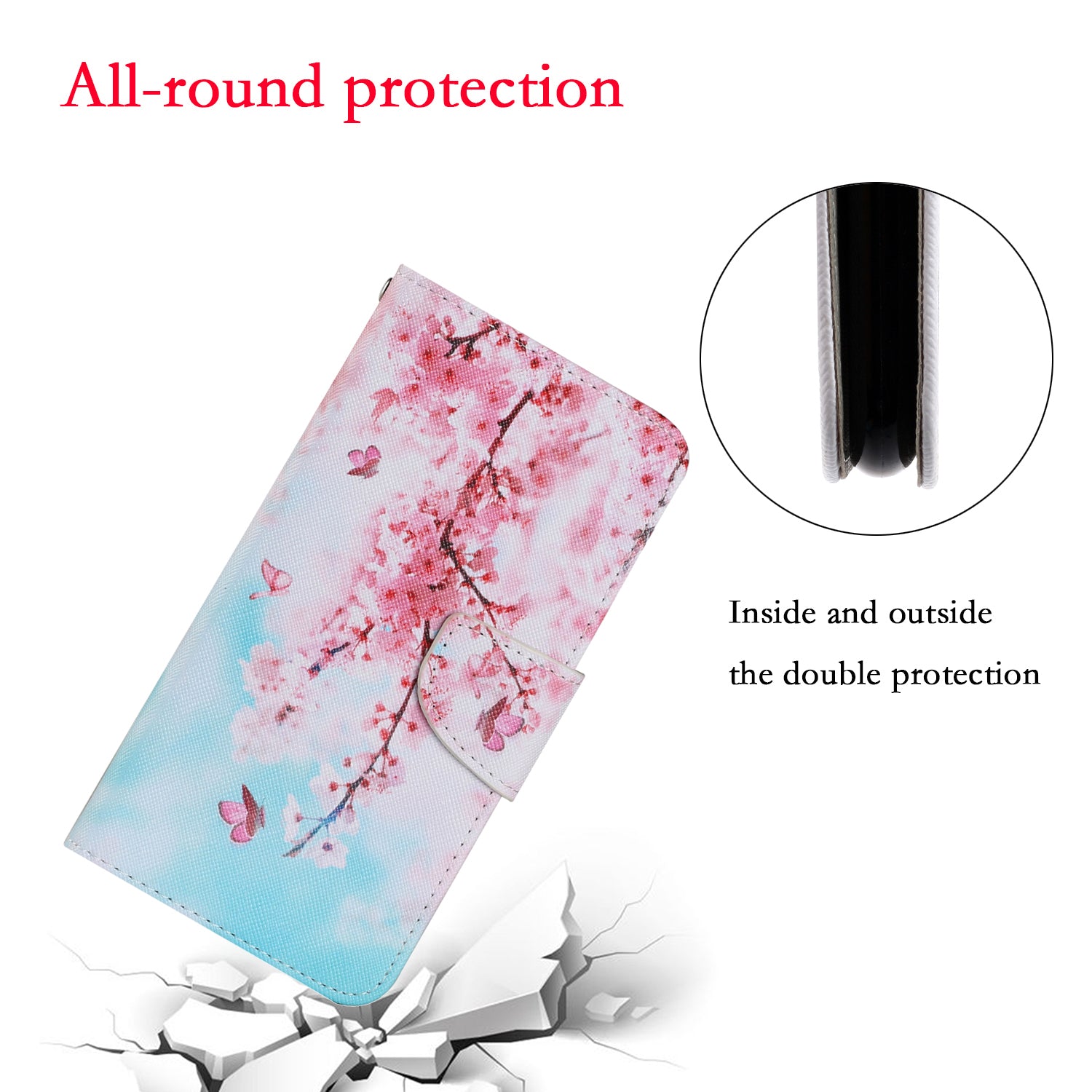 Unique Pattern Printing Wallet Stand Leather Case with Lanyard for Samsung Galaxy S20 Plus - Pink Flowers