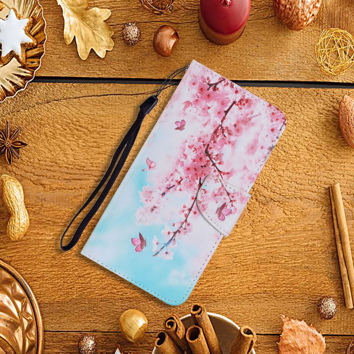 Unique Pattern Printing Wallet Stand Leather Case with Lanyard for Samsung Galaxy S20 Plus - Pink Flowers