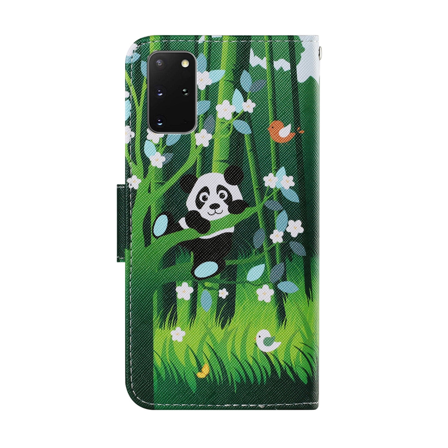 Unique Pattern Printing Wallet Stand Leather Case with Lanyard for Samsung Galaxy S20 Plus - Panda