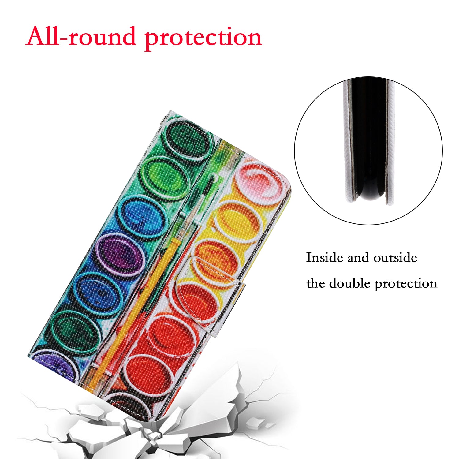 Unique Pattern Printing Wallet Stand Leather Case with Lanyard for Samsung Galaxy S20 Plus - Pigments