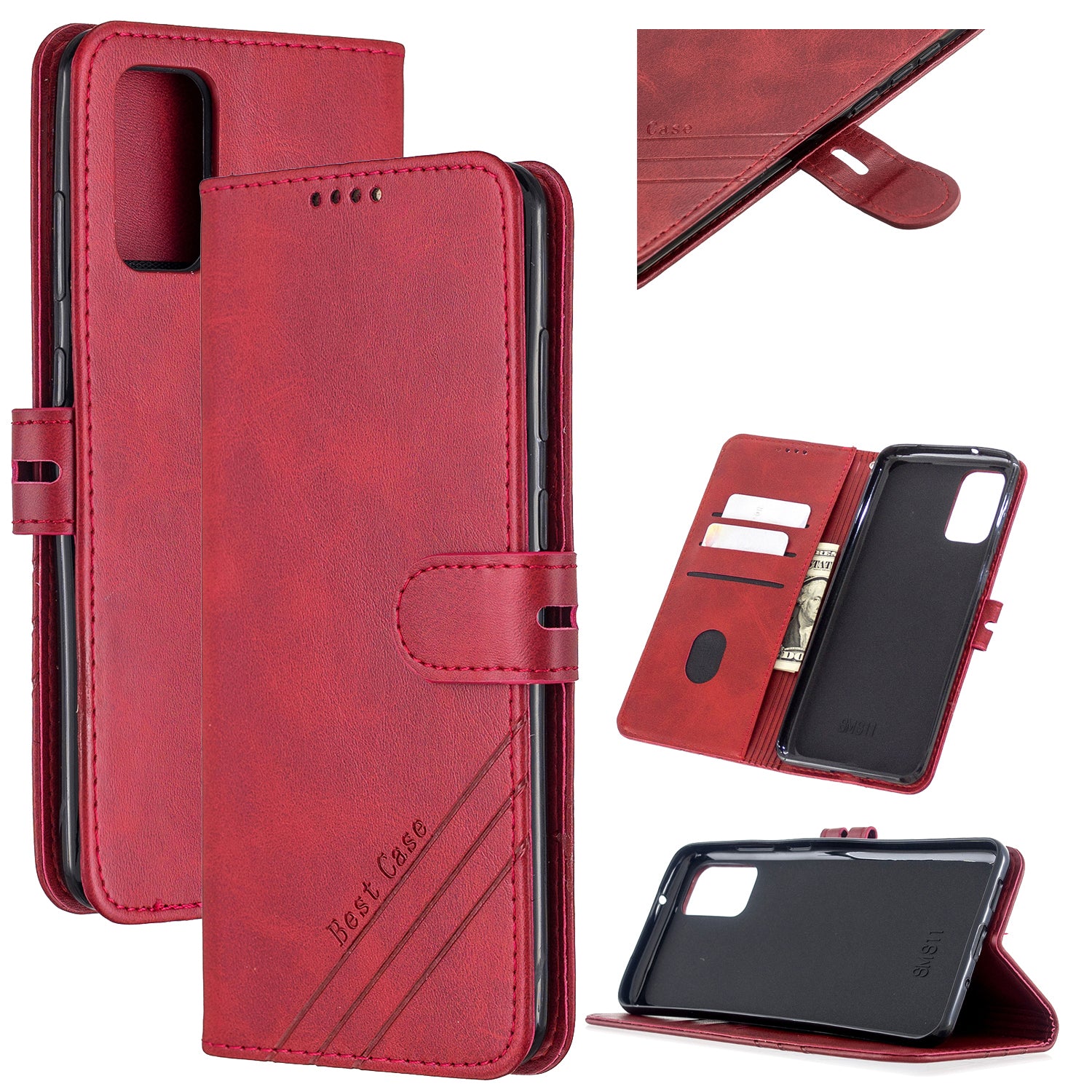 For Samsung Galaxy S20 FE 4G/5G/S20 Lite/S20 FE 2022 Classic Wallet Leather Stand Phone Protective Cover - Red