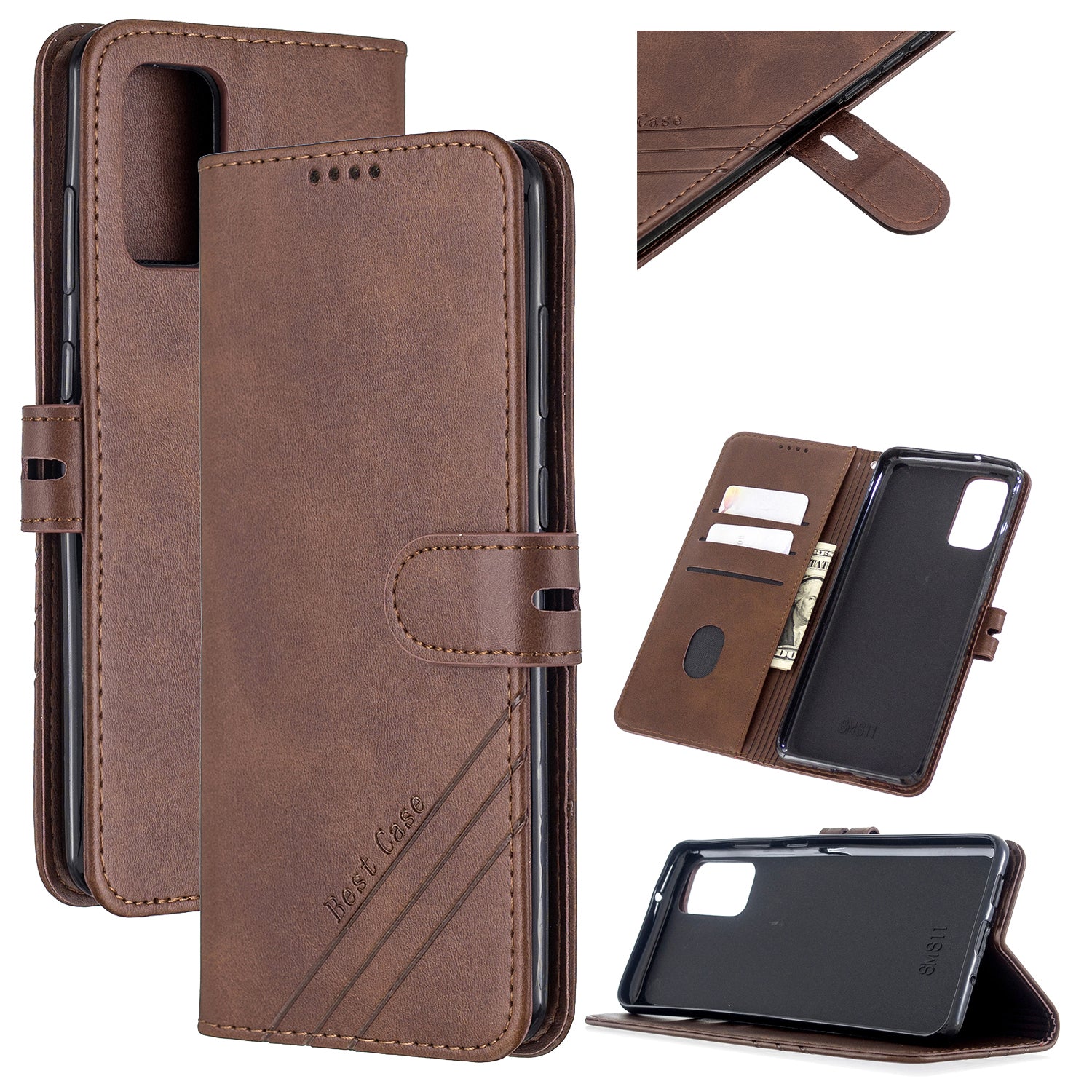 For Samsung Galaxy S20 FE 4G/5G/S20 Lite/S20 FE 2022 Classic Wallet Leather Stand Phone Protective Cover - Coffee