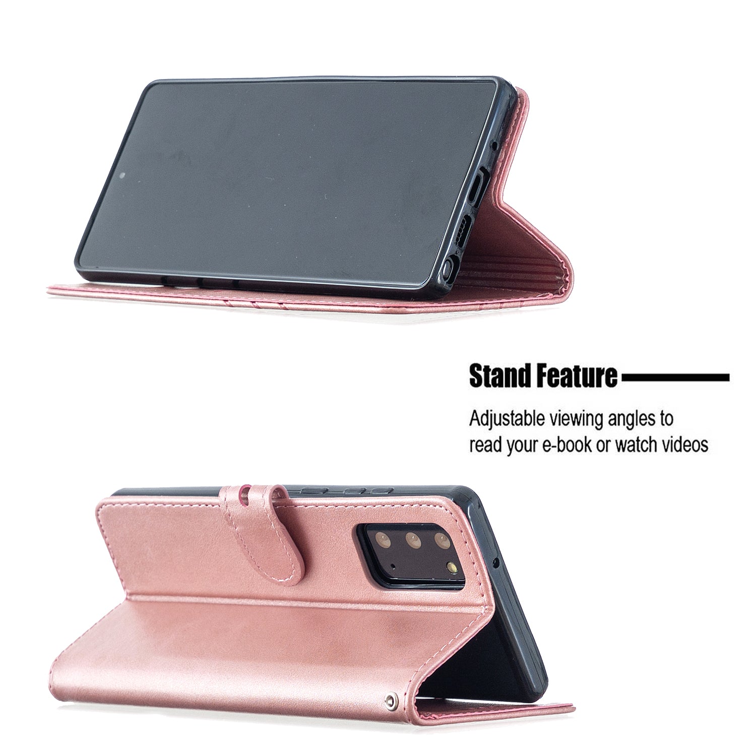 For Samsung Galaxy S20 FE 4G/5G/S20 Lite/S20 FE 2022 Classic Wallet Leather Stand Phone Protective Cover - Rose Gold