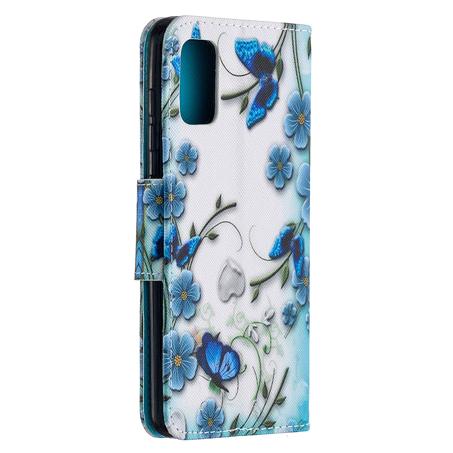 For Samsung Galaxy S20 FE 4G/5G/S20 Lite/S20 FE 2022 Pattern Printing PU Leather Wallet Stand Phone Cover - Blue Flower and Butterfly