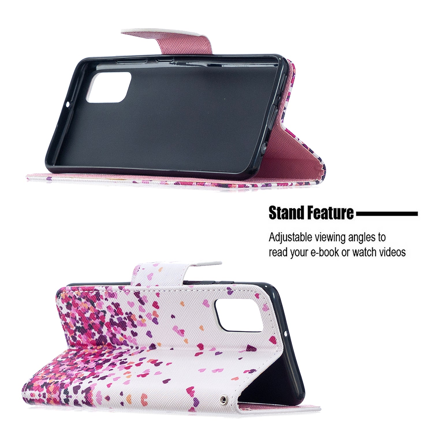 For Samsung Galaxy S20 FE 4G/5G/S20 Lite/S20 FE 2022 Pattern Printing PU Leather Wallet Stand Phone Cover - Hearts