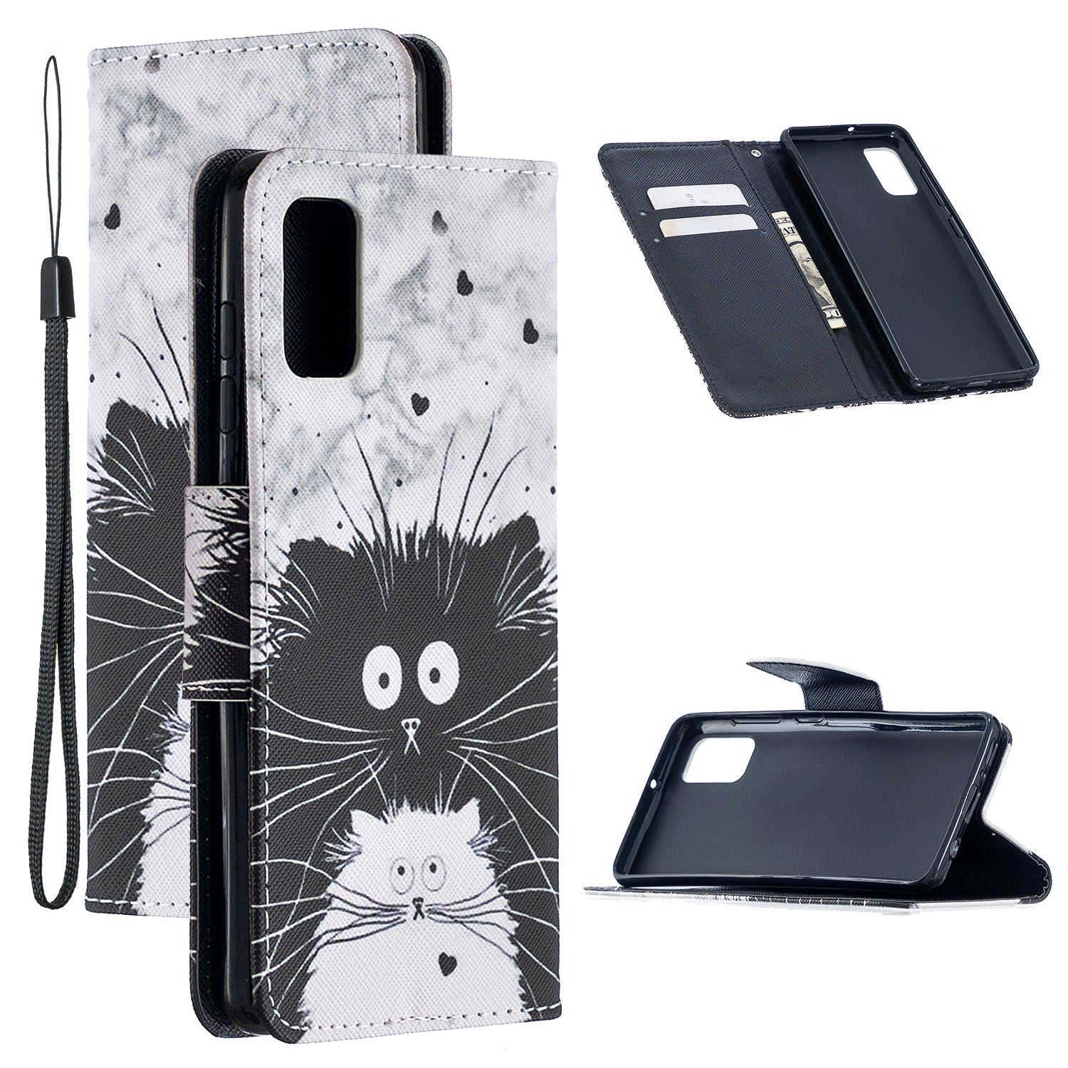 For Samsung Galaxy S20 FE 4G/5G/S20 Lite/S20 FE 2022 Pattern Printing PU Leather Wallet Stand Phone Cover - Two Cats