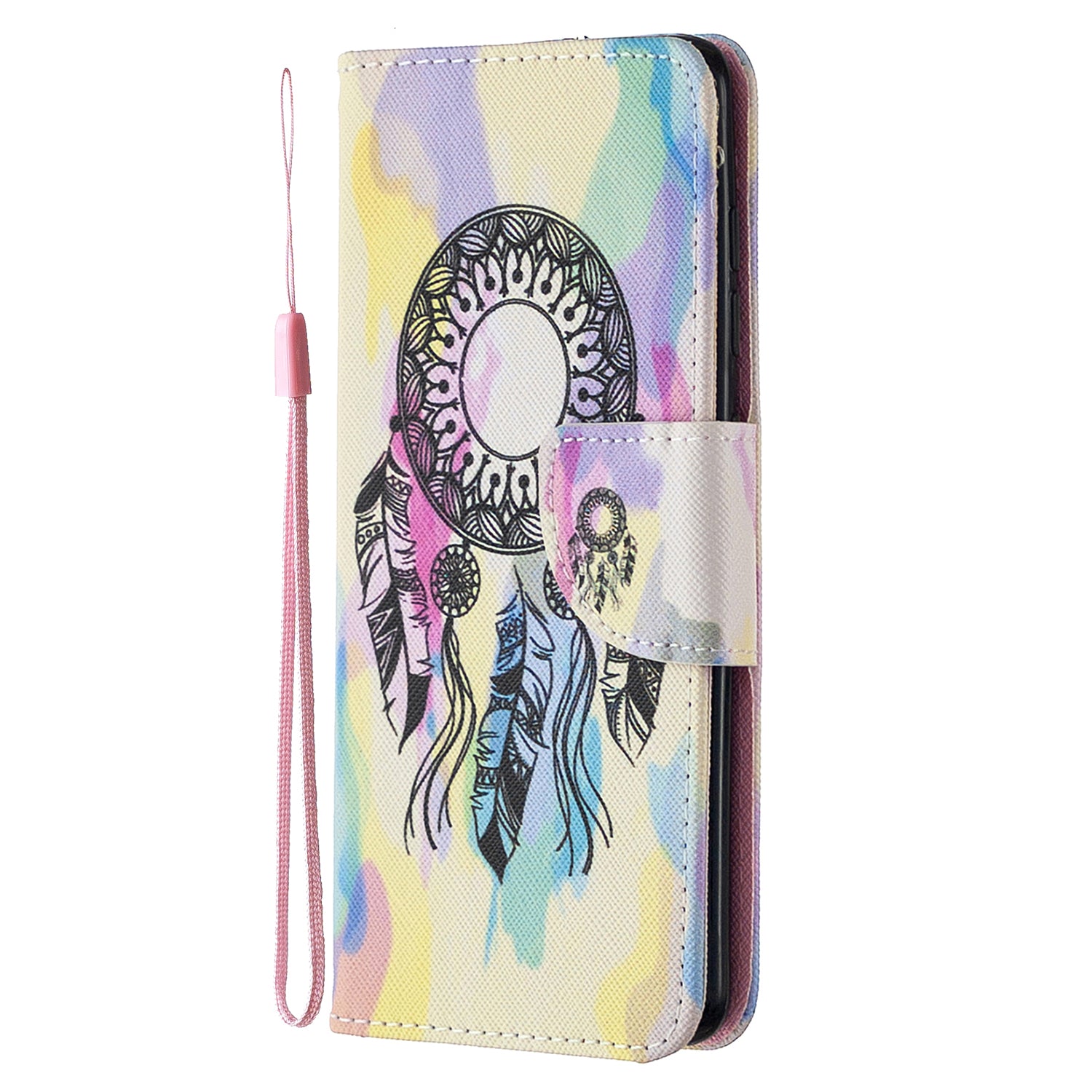 For Samsung Galaxy S20 FE 4G/5G/S20 Lite/S20 FE 2022 Pattern Printing PU Leather Wallet Stand Phone Cover - Yellow/Dream Catcher