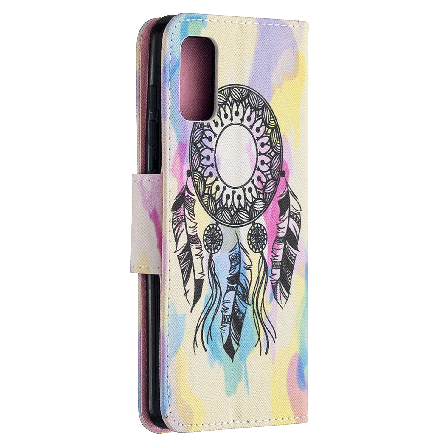 For Samsung Galaxy S20 FE 4G/5G/S20 Lite/S20 FE 2022 Pattern Printing PU Leather Wallet Stand Phone Cover - Yellow/Dream Catcher