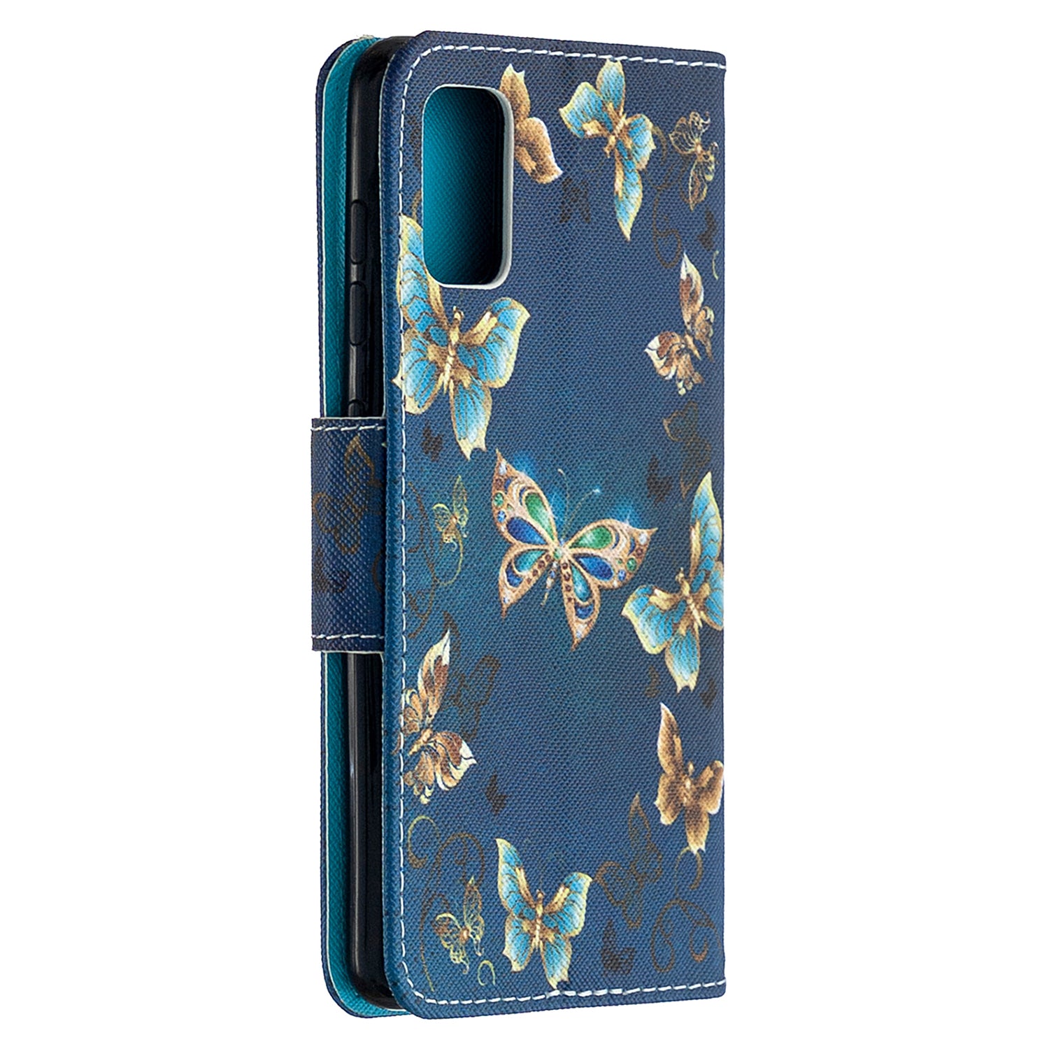 For Samsung Galaxy S20 FE 4G/5G/S20 Lite/S20 FE 2022 Pattern Printing PU Leather Wallet Stand Phone Cover - Blue Butterfly