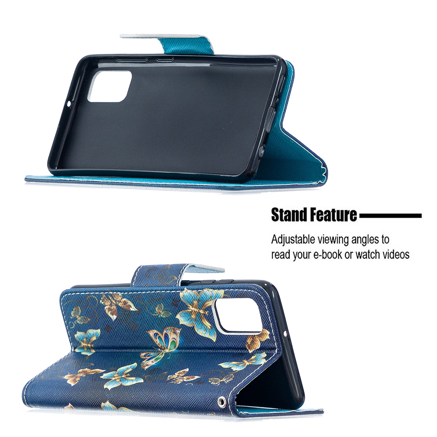 For Samsung Galaxy S20 FE 4G/5G/S20 Lite/S20 FE 2022 Pattern Printing PU Leather Wallet Stand Phone Cover - Blue Butterfly