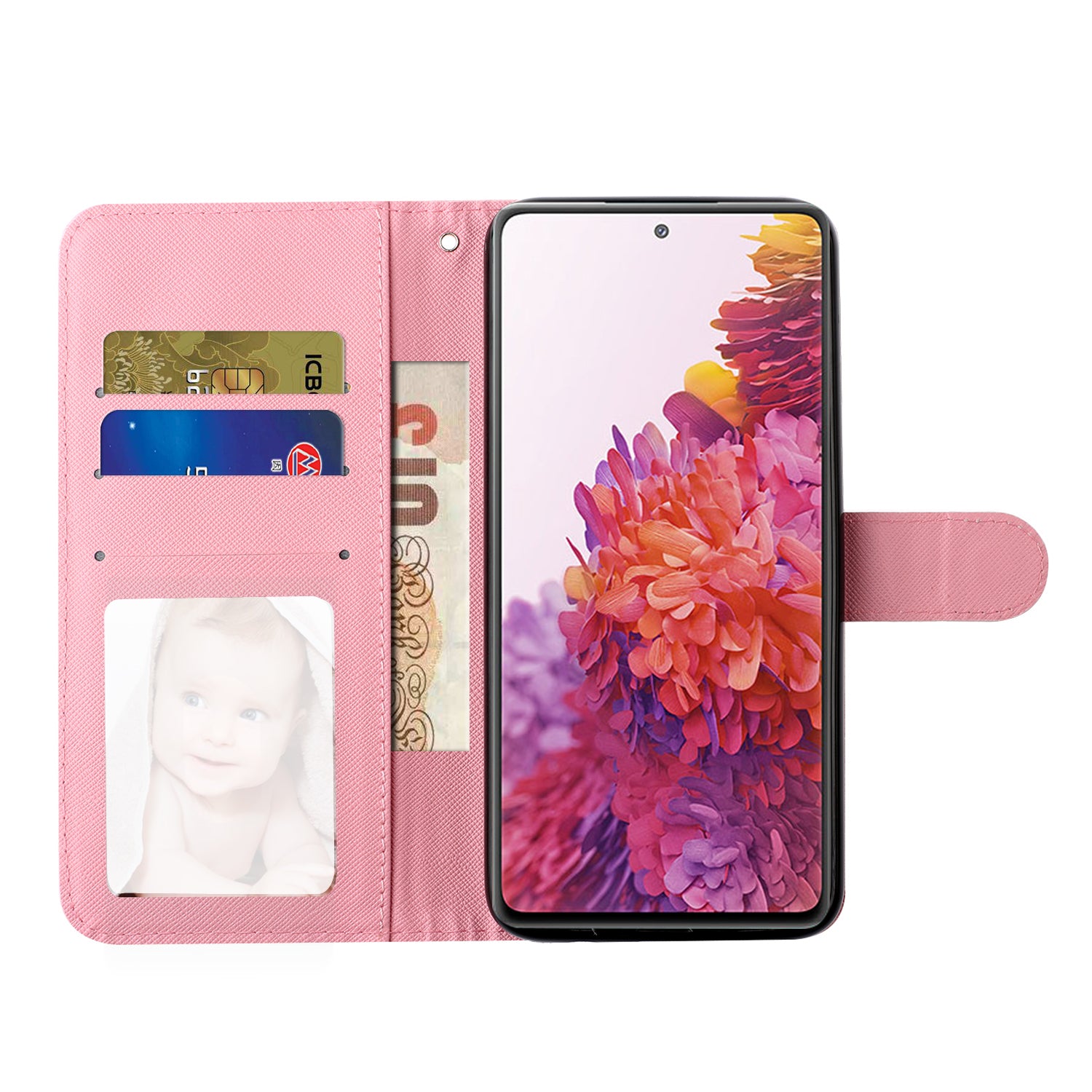 For Samsung Galaxy S20 FE 4G/5G/S20 Lite/S20 FE 2022 Light Spot Decor Pattern Printing Wallet Stand Leather Phone Casing with Strap - Beautiful Flower