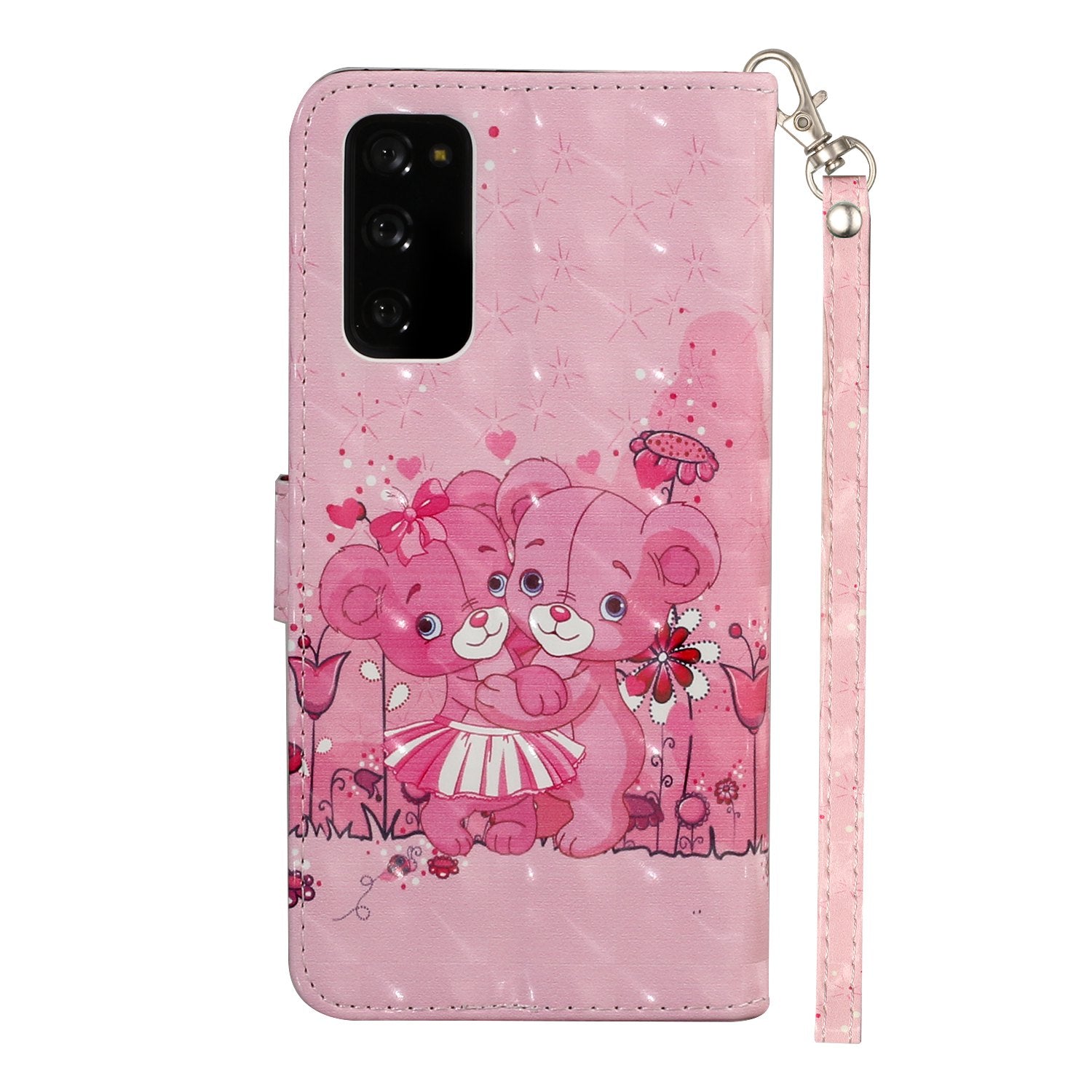 For Samsung Galaxy S20 FE 4G/5G/S20 Lite/S20 FE 2022 Light Spot Decor Pattern Printing Wallet Stand Leather Phone Casing with Strap - Bears