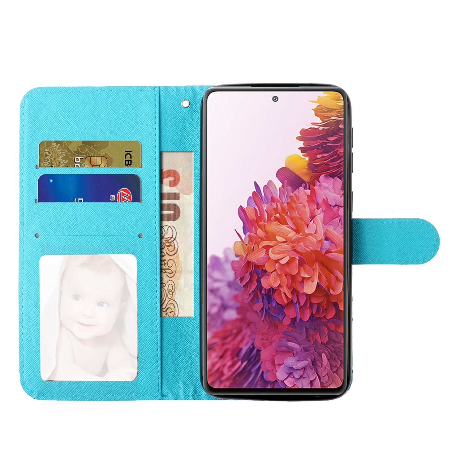 For Samsung Galaxy S20 FE 4G/5G/S20 Lite/S20 FE 2022 Light Spot Decor Pattern Printing Wallet Stand Leather Phone Casing with Strap - Triangle