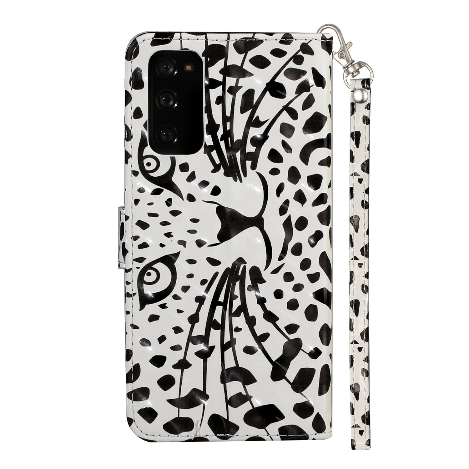 For Samsung Galaxy S20 FE 4G/5G/S20 Lite/S20 FE 2022 Light Spot Decor Pattern Printing Wallet Stand Leather Phone Casing with Strap - Leopard