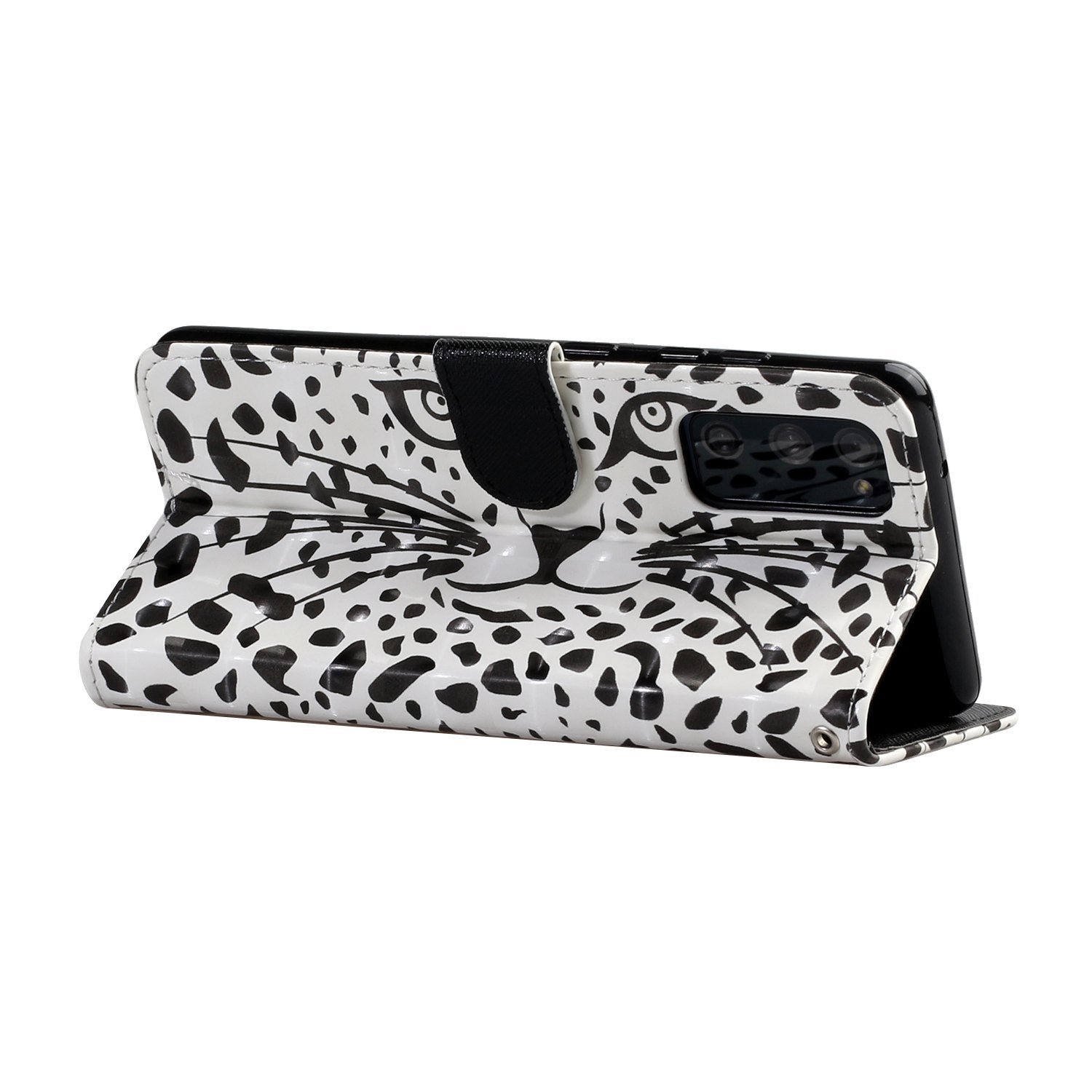 For Samsung Galaxy S20 FE 4G/5G/S20 Lite/S20 FE 2022 Light Spot Decor Pattern Printing Wallet Stand Leather Phone Casing with Strap - Leopard