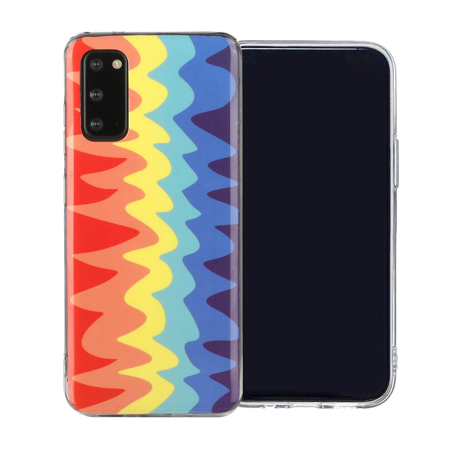 Soft TPU IMD Rainbow Phone Cover for Samsung Galaxy S20 FE/S20 Fan Edition/S20 FE 5G/S20 Fan Edition 5G/S20 Lite - Wave Rainbow