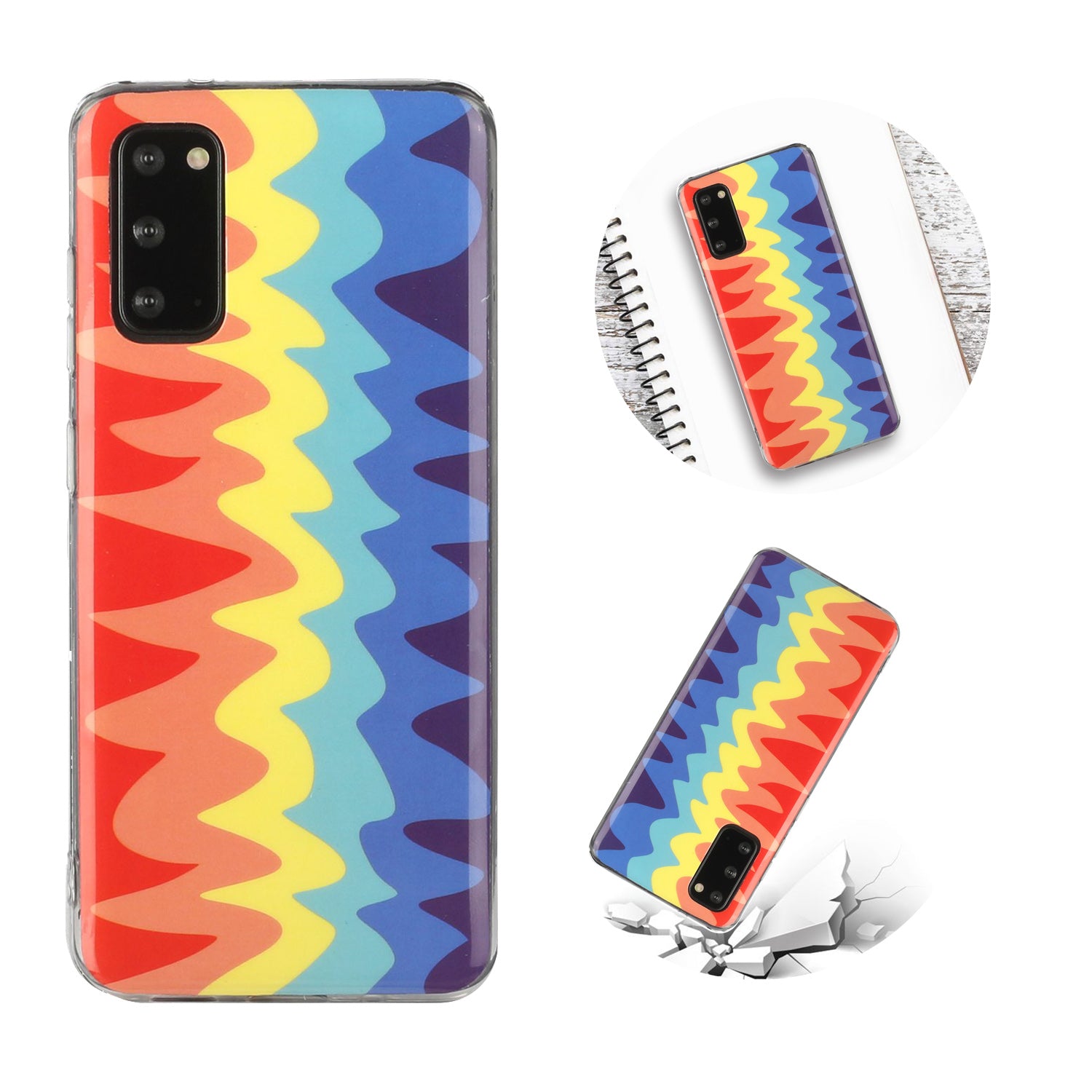 Soft TPU IMD Rainbow Phone Cover for Samsung Galaxy S20 FE/S20 Fan Edition/S20 FE 5G/S20 Fan Edition 5G/S20 Lite - Wave Rainbow