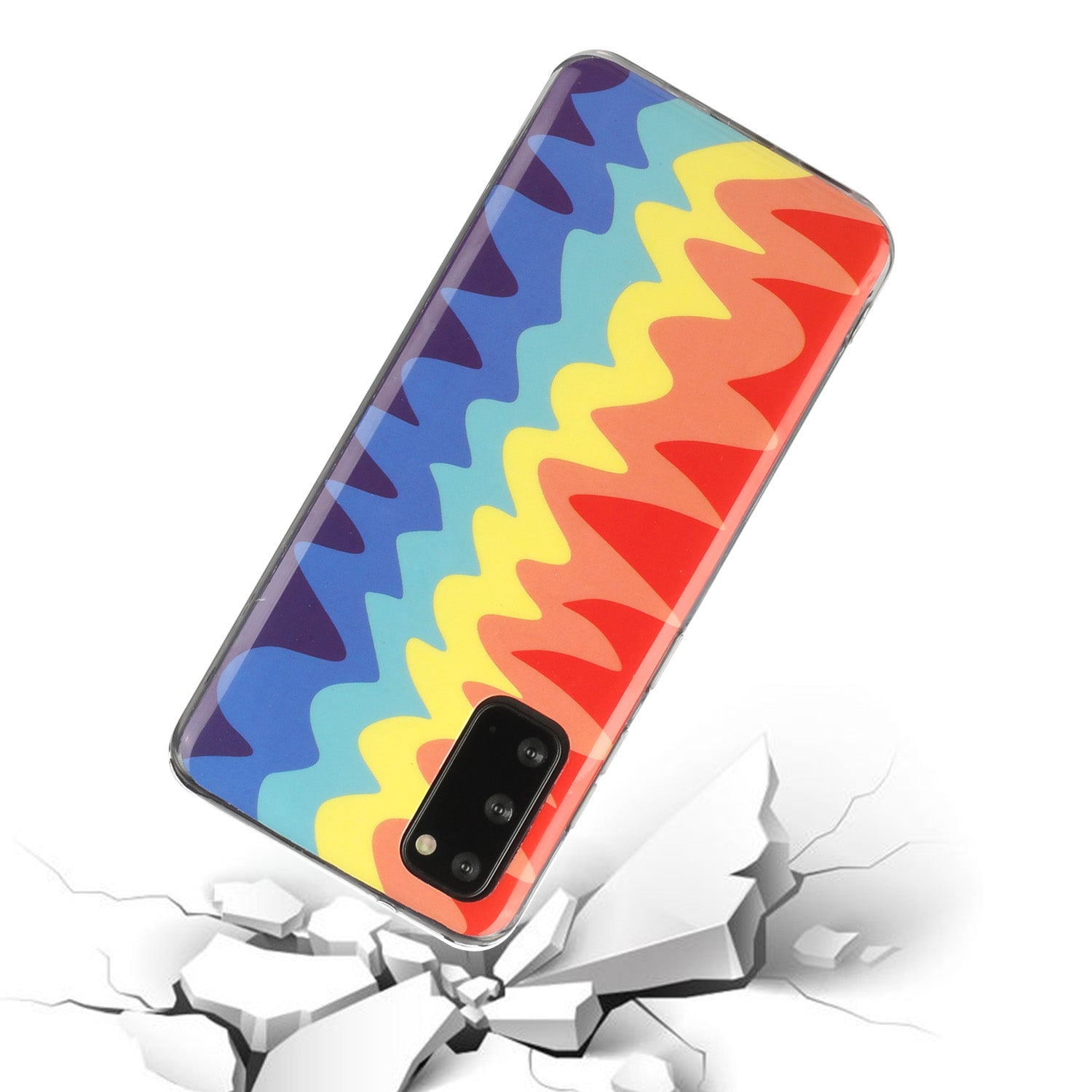 Soft TPU IMD Rainbow Phone Cover for Samsung Galaxy S20 FE/S20 Fan Edition/S20 FE 5G/S20 Fan Edition 5G/S20 Lite - Wave Rainbow