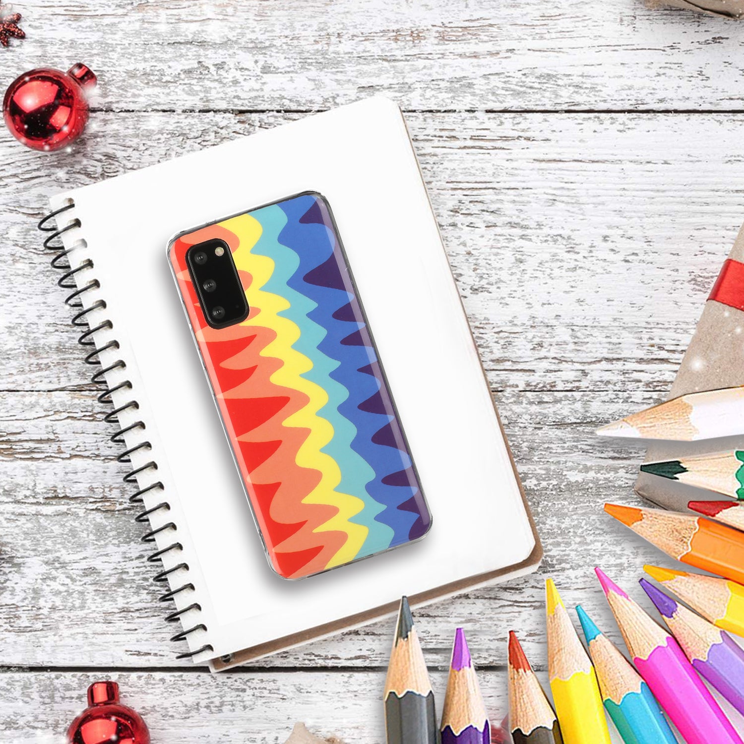 Soft TPU IMD Rainbow Phone Cover for Samsung Galaxy S20 FE/S20 Fan Edition/S20 FE 5G/S20 Fan Edition 5G/S20 Lite - Wave Rainbow