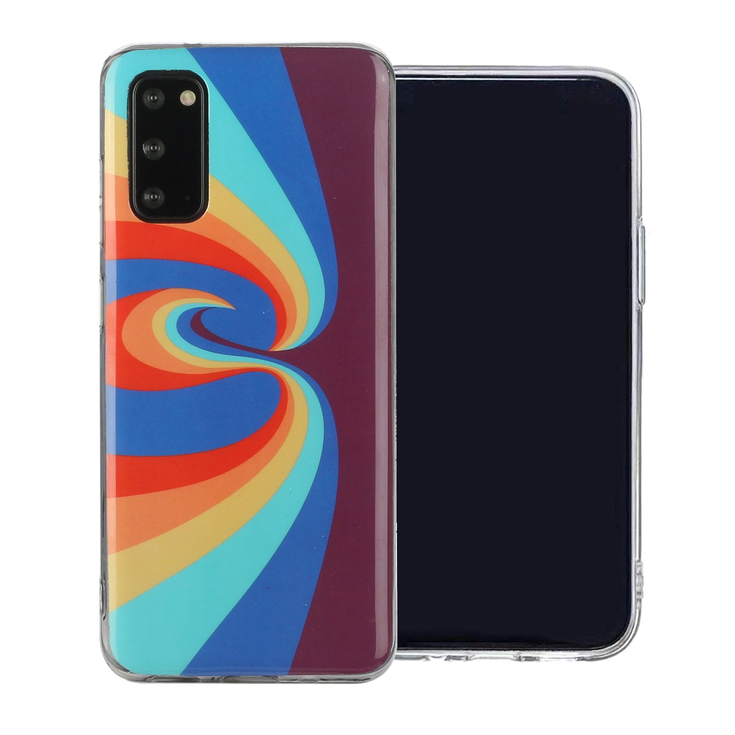 Soft TPU IMD Rainbow Phone Cover for Samsung Galaxy S20 FE/S20 Fan Edition/S20 FE 5G/S20 Fan Edition 5G/S20 Lite - Swirl Rainbow