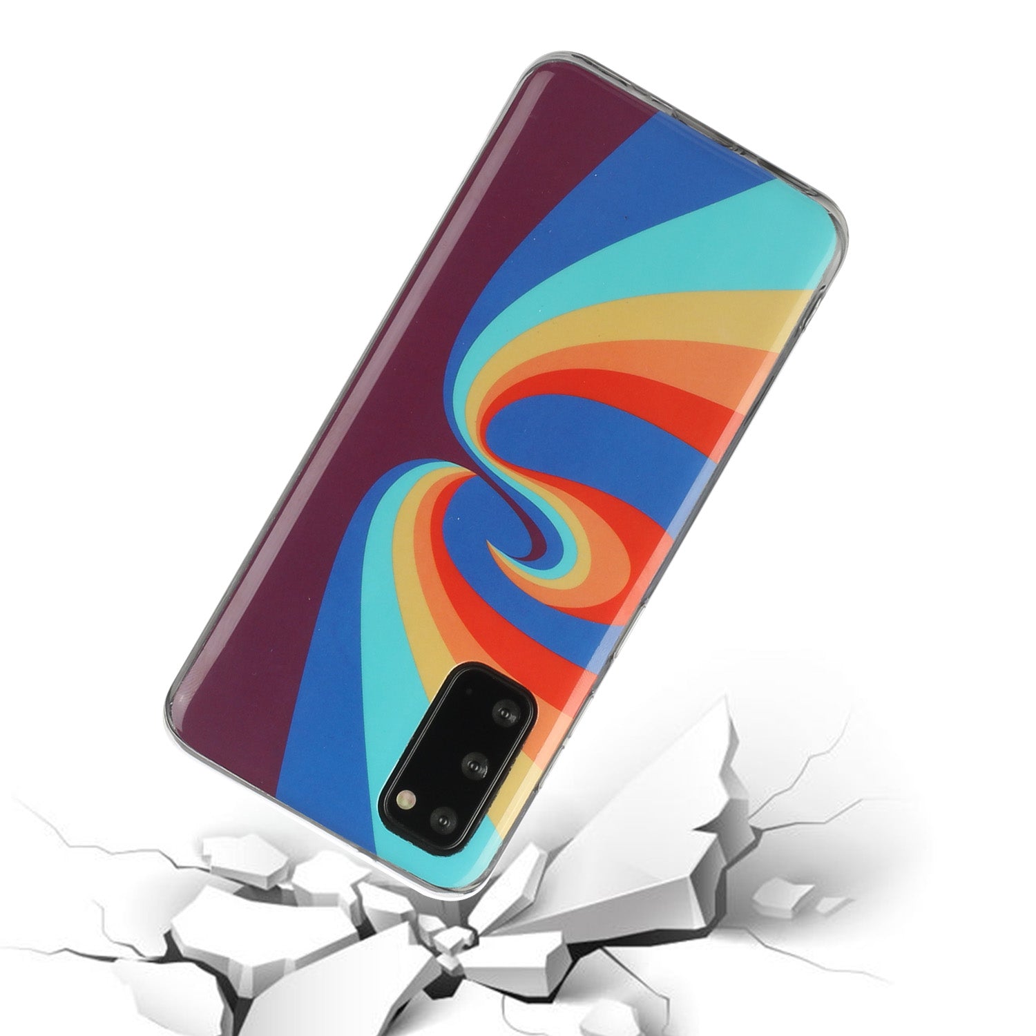 Soft TPU IMD Rainbow Phone Cover for Samsung Galaxy S20 FE/S20 Fan Edition/S20 FE 5G/S20 Fan Edition 5G/S20 Lite - Swirl Rainbow