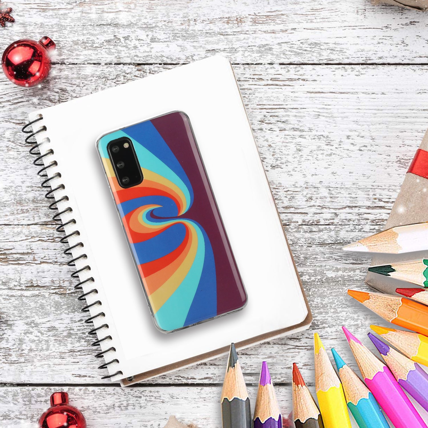 Soft TPU IMD Rainbow Phone Cover for Samsung Galaxy S20 FE/S20 Fan Edition/S20 FE 5G/S20 Fan Edition 5G/S20 Lite - Swirl Rainbow