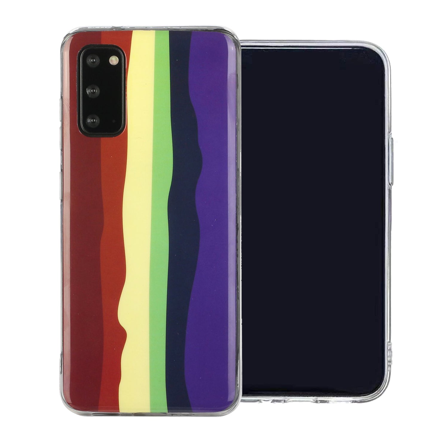 Soft TPU IMD Rainbow Phone Cover for Samsung Galaxy S20 FE/S20 Fan Edition/S20 FE 5G/S20 Fan Edition 5G/S20 Lite - Brown and Purple