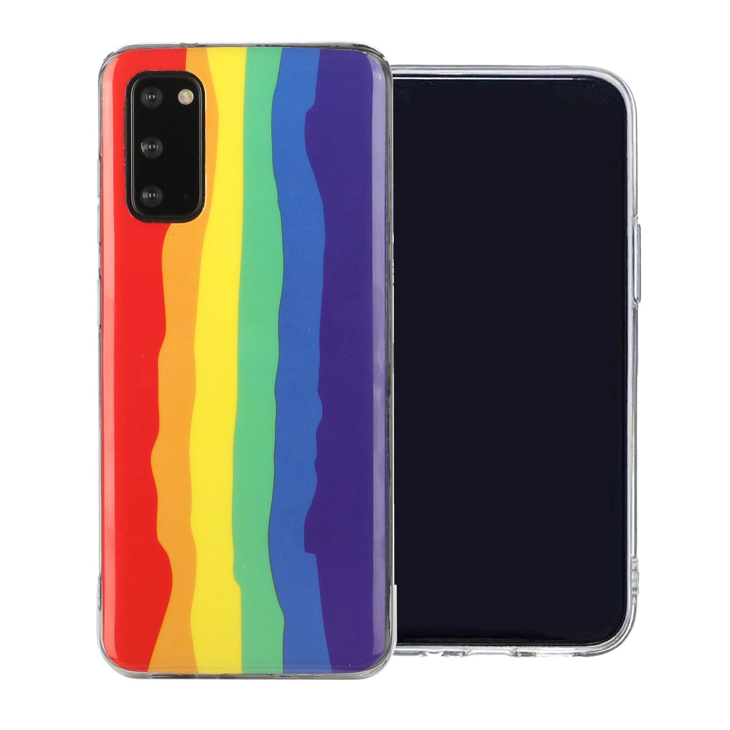 Soft TPU IMD Rainbow Phone Cover for Samsung Galaxy S20 FE/S20 Fan Edition/S20 FE 5G/S20 Fan Edition 5G/S20 Lite - Red and Blue