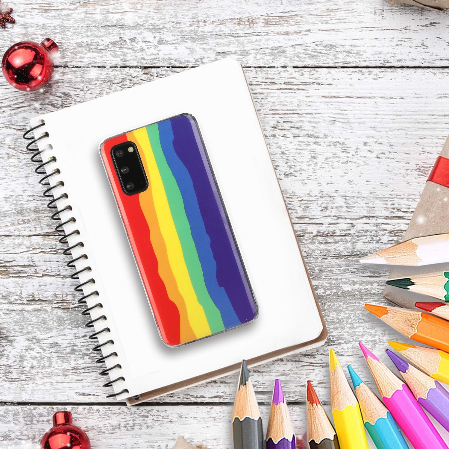 Soft TPU IMD Rainbow Phone Cover for Samsung Galaxy S20 FE/S20 Fan Edition/S20 FE 5G/S20 Fan Edition 5G/S20 Lite - Red and Blue