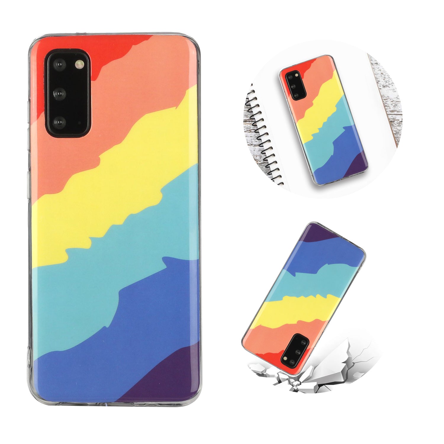 Rainbow IMD Workmanship Soft TPU Phone Cover for Samsung Galaxy S20 4G/S20 5G - Twill Rainbow