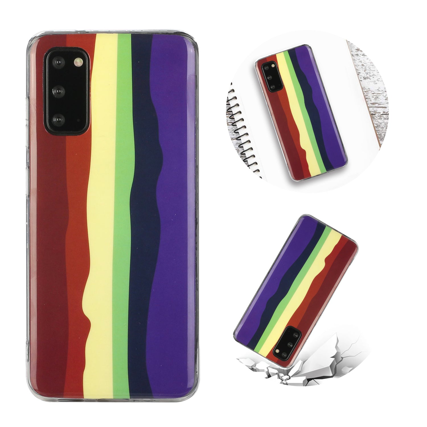 Rainbow IMD Workmanship Soft TPU Phone Cover for Samsung Galaxy S20 4G/S20 5G - Brown and Purple