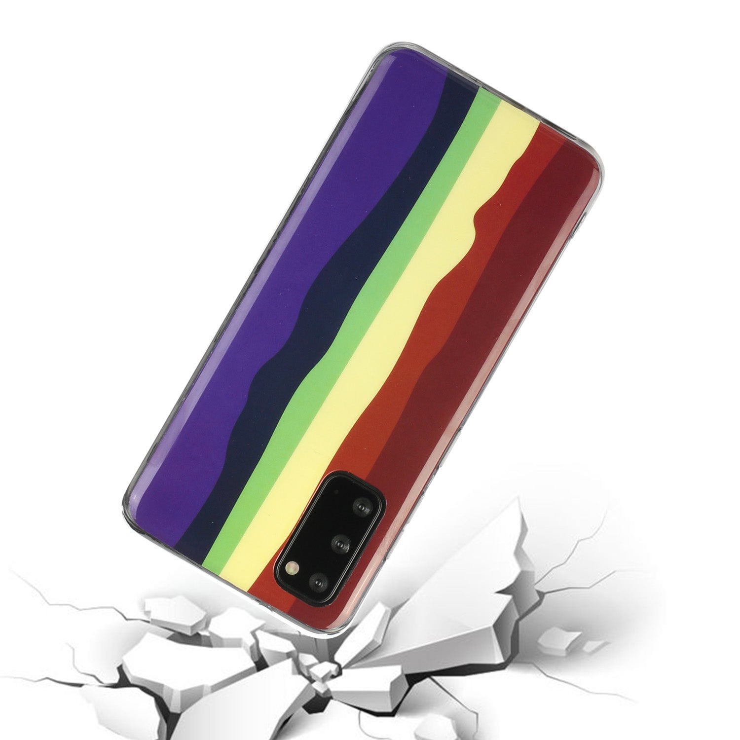 Rainbow IMD Workmanship Soft TPU Phone Cover for Samsung Galaxy S20 4G/S20 5G - Brown and Purple