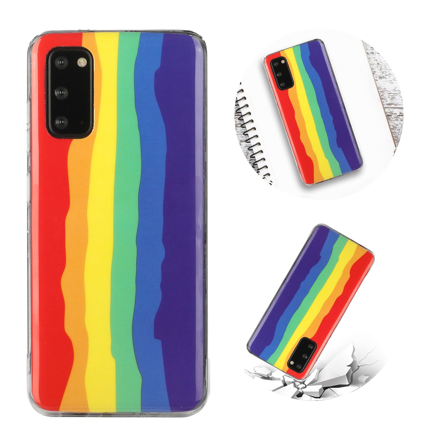 Rainbow IMD Workmanship Soft TPU Phone Cover for Samsung Galaxy S20 4G/S20 5G - Red and Blue