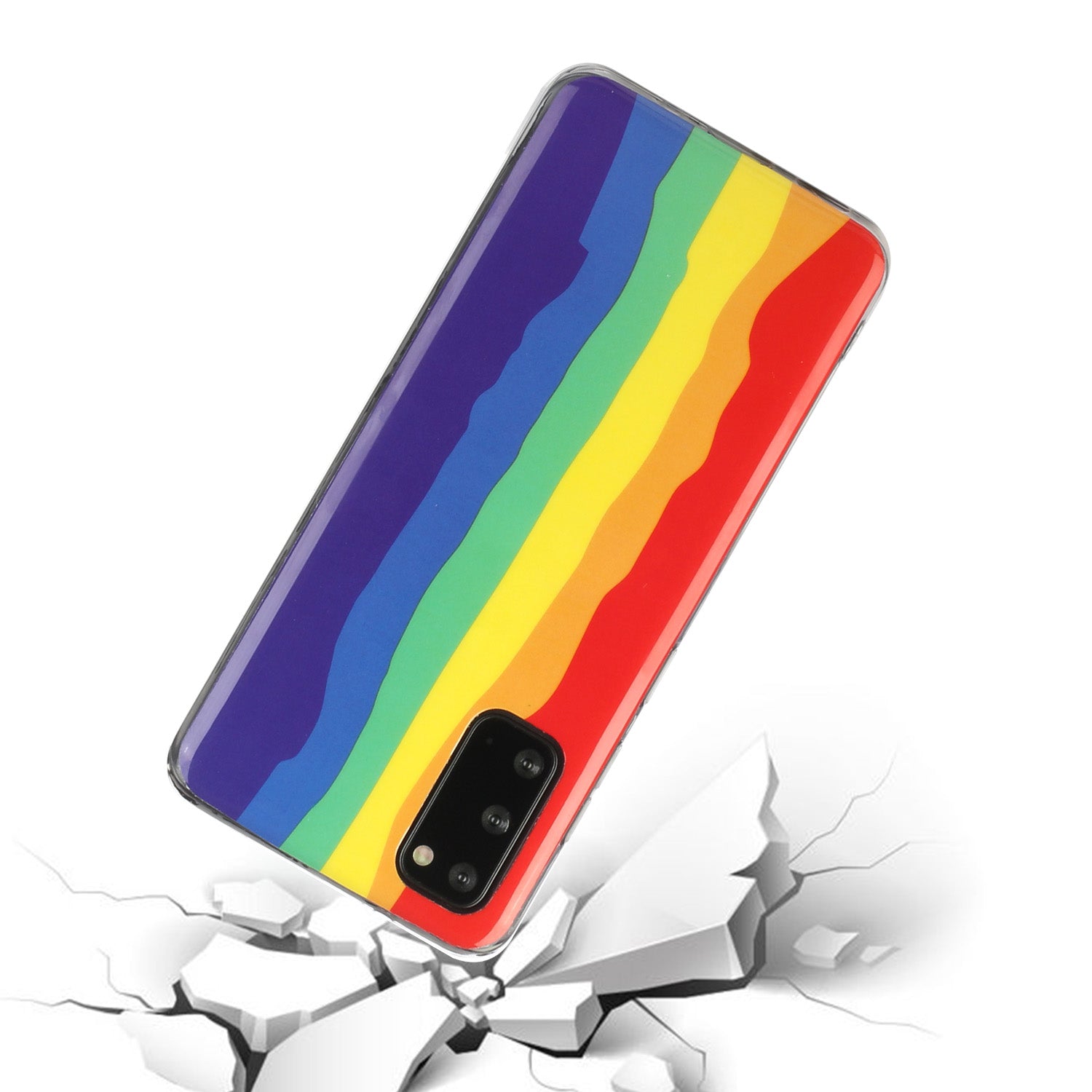 Rainbow IMD Workmanship Soft TPU Phone Cover for Samsung Galaxy S20 4G/S20 5G - Red and Blue