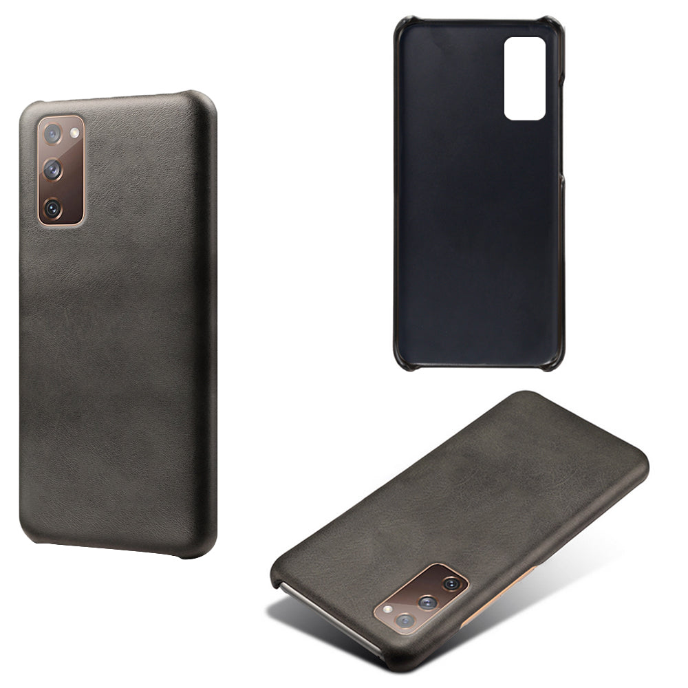 PU Leather Coated PC Case for Samsung Galaxy S20 FE 4G/5G/S20 Lite/S20 FE 2022 Protector Cover - Black