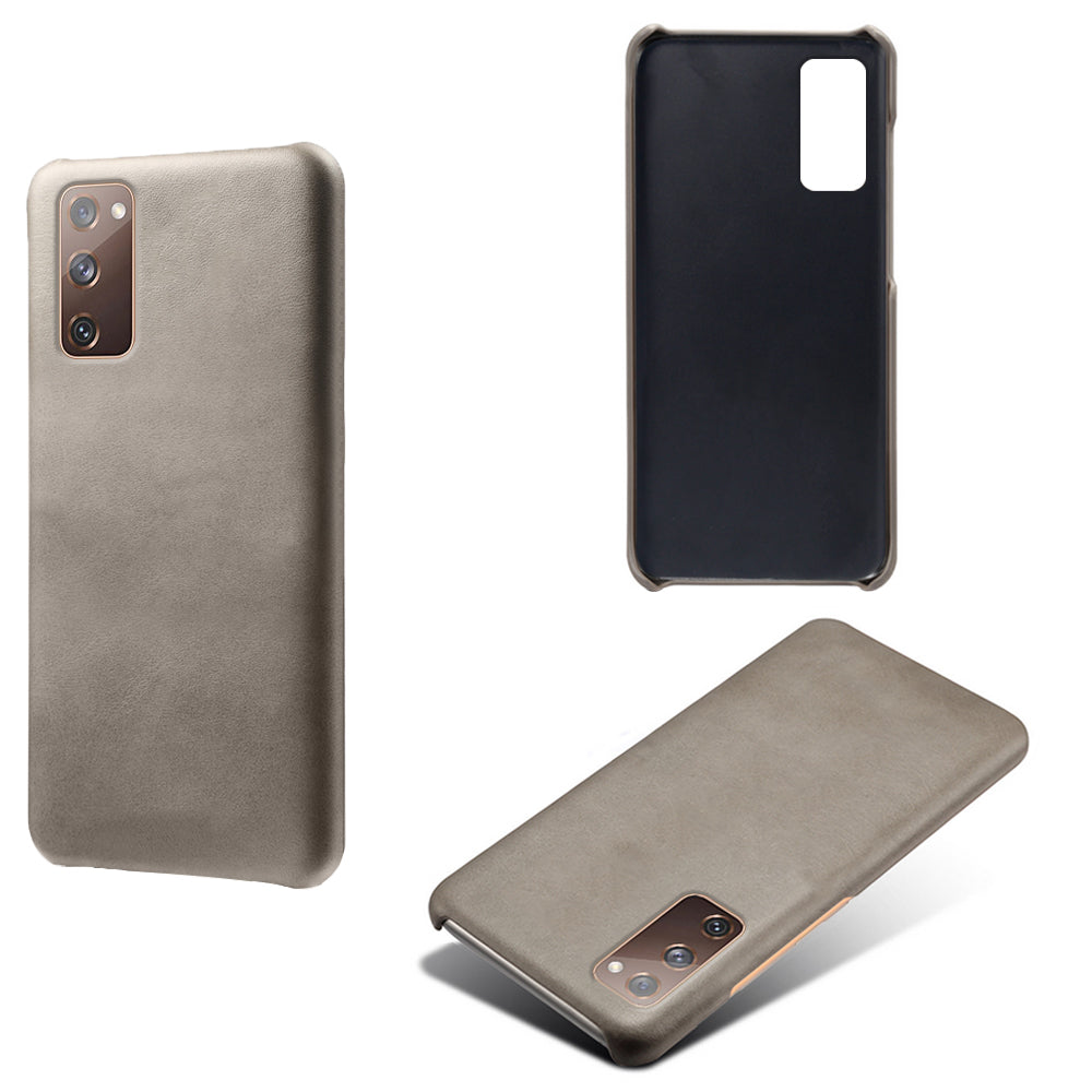 PU Leather Coated PC Case for Samsung Galaxy S20 FE 4G/5G/S20 Lite/S20 FE 2022 Protector Cover - Grey