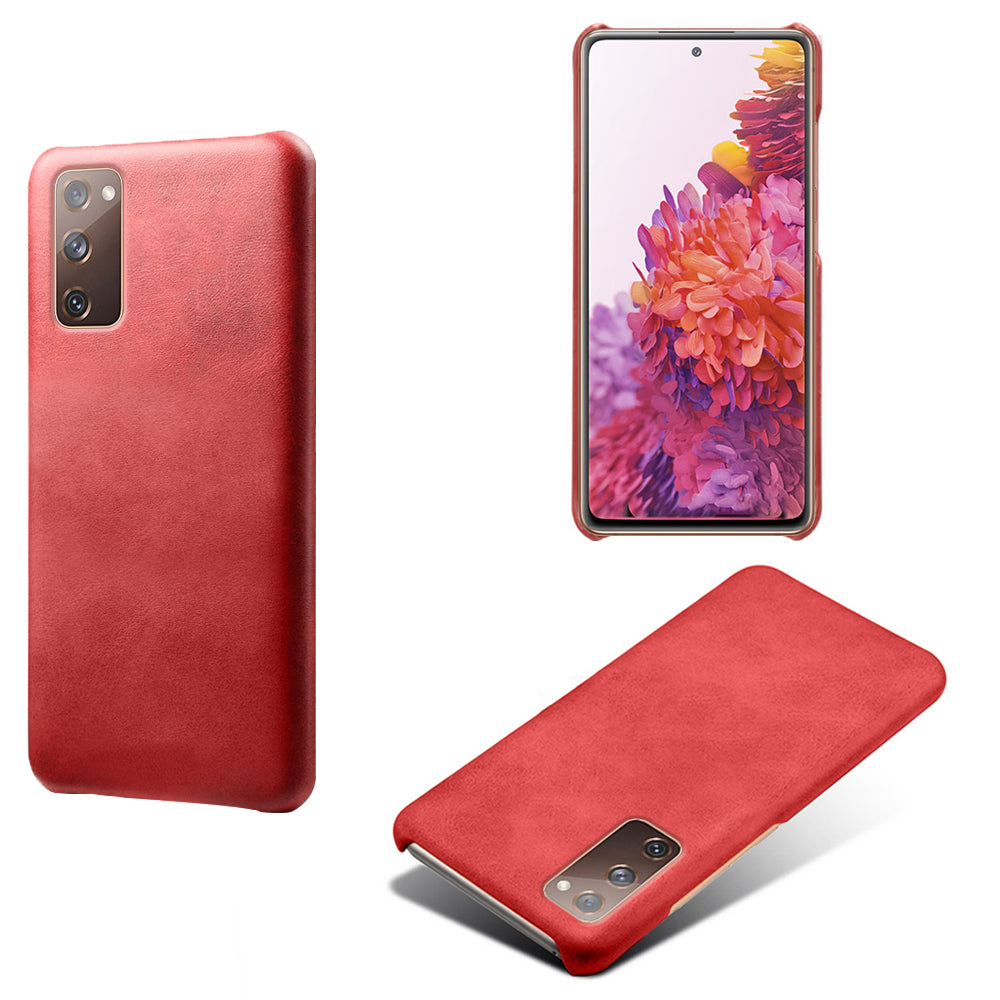 PU Leather Coated PC Case for Samsung Galaxy S20 FE 4G/5G/S20 Lite/S20 FE 2022 Protector Cover - Red