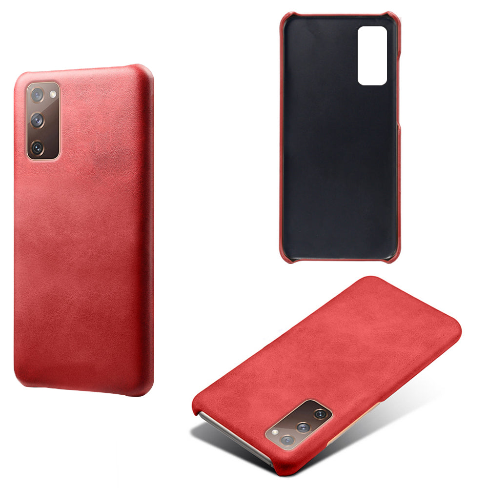 PU Leather Coated PC Case for Samsung Galaxy S20 FE 4G/5G/S20 Lite/S20 FE 2022 Protector Cover - Red