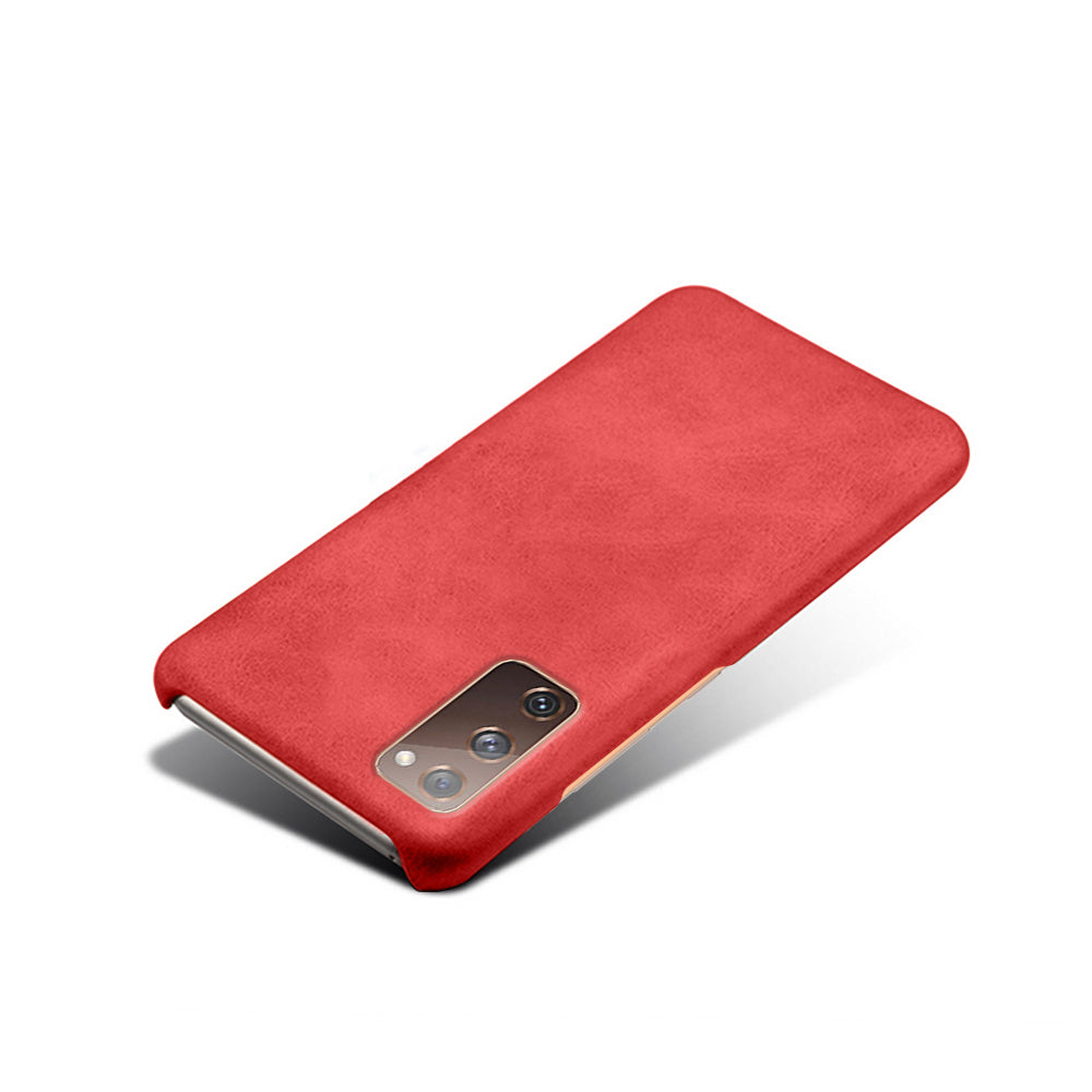 PU Leather Coated PC Case for Samsung Galaxy S20 FE 4G/5G/S20 Lite/S20 FE 2022 Protector Cover - Red