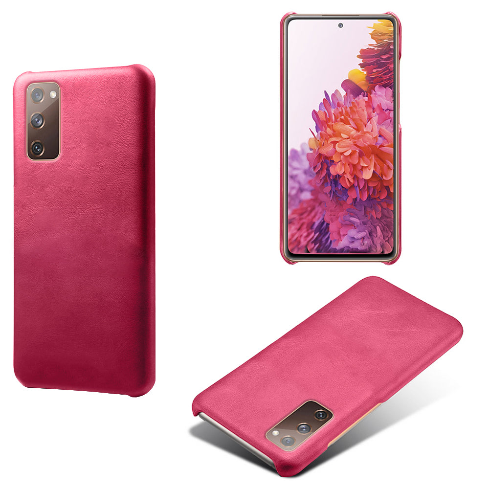 PU Leather Coated PC Case for Samsung Galaxy S20 FE 4G/5G/S20 Lite/S20 FE 2022 Protector Cover - Rose