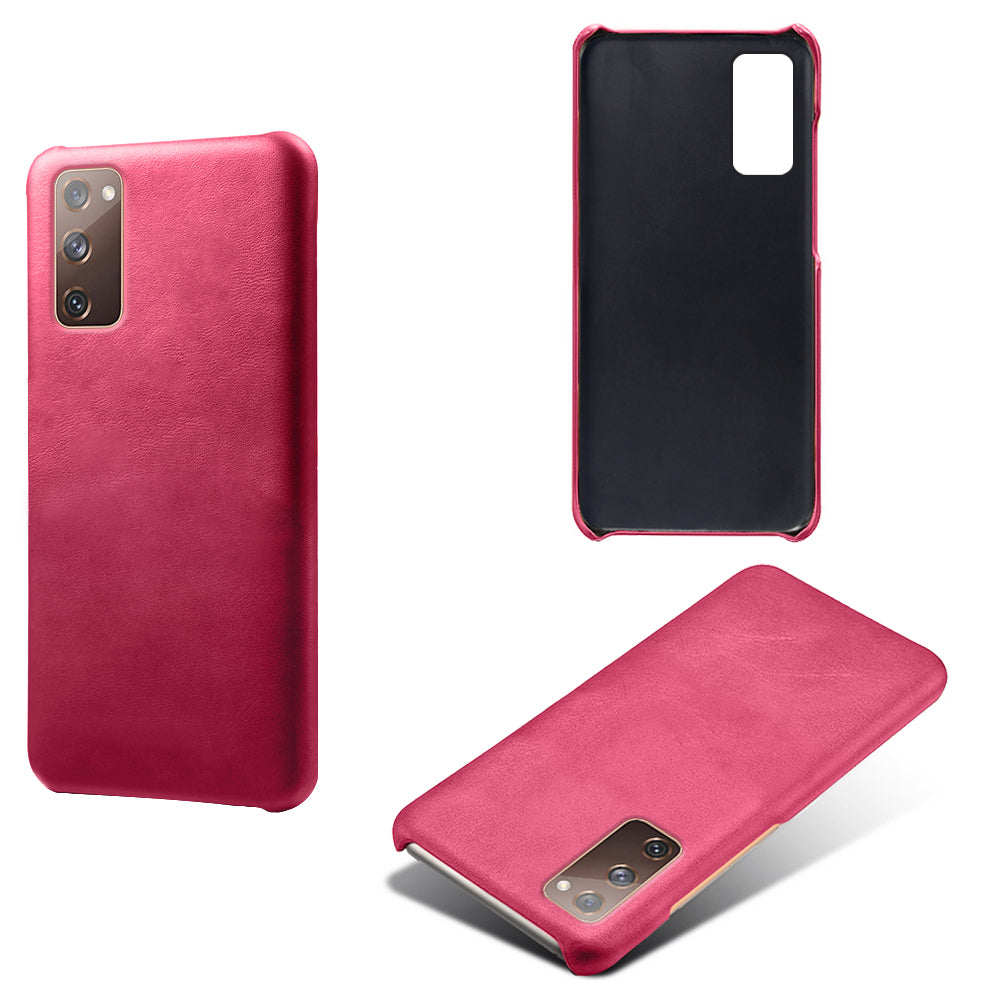 PU Leather Coated PC Case for Samsung Galaxy S20 FE 4G/5G/S20 Lite/S20 FE 2022 Protector Cover - Rose