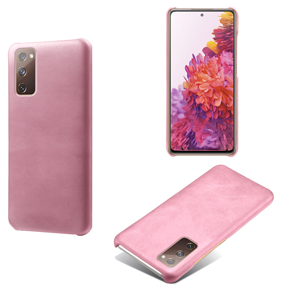 PU Leather Coated PC Case for Samsung Galaxy S20 FE 4G/5G/S20 Lite/S20 FE 2022 Protector Cover - Pink