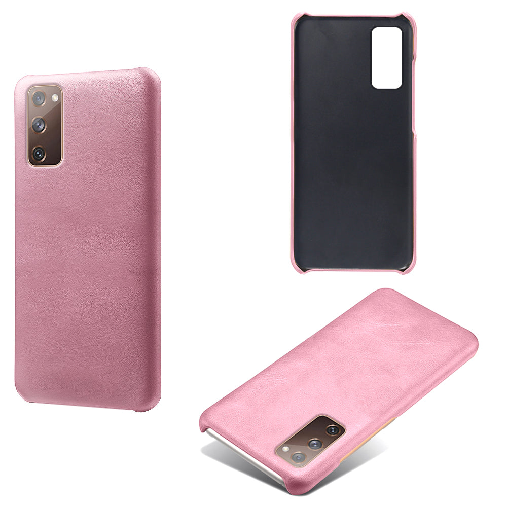 PU Leather Coated PC Case for Samsung Galaxy S20 FE 4G/5G/S20 Lite/S20 FE 2022 Protector Cover - Pink