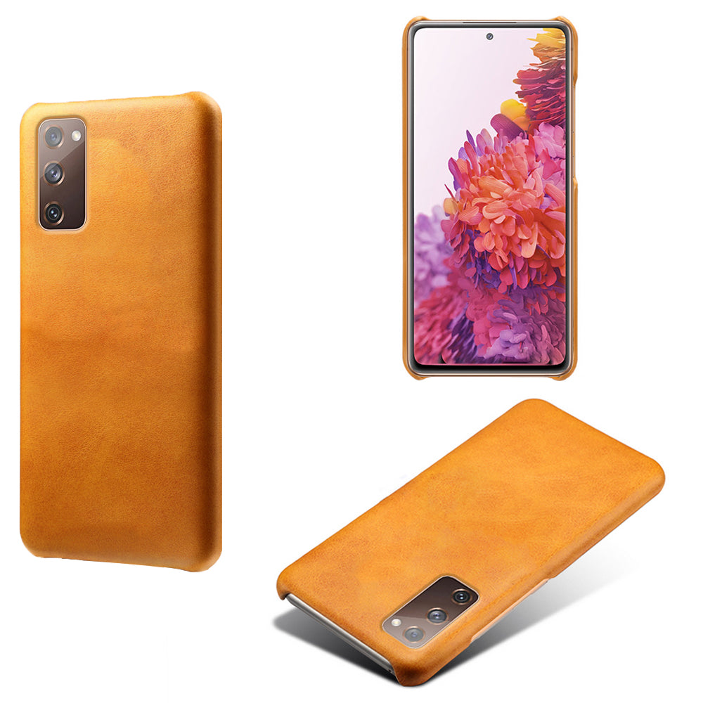 PU Leather Coated PC Case for Samsung Galaxy S20 FE 4G/5G/S20 Lite/S20 FE 2022 Protector Cover - Orange