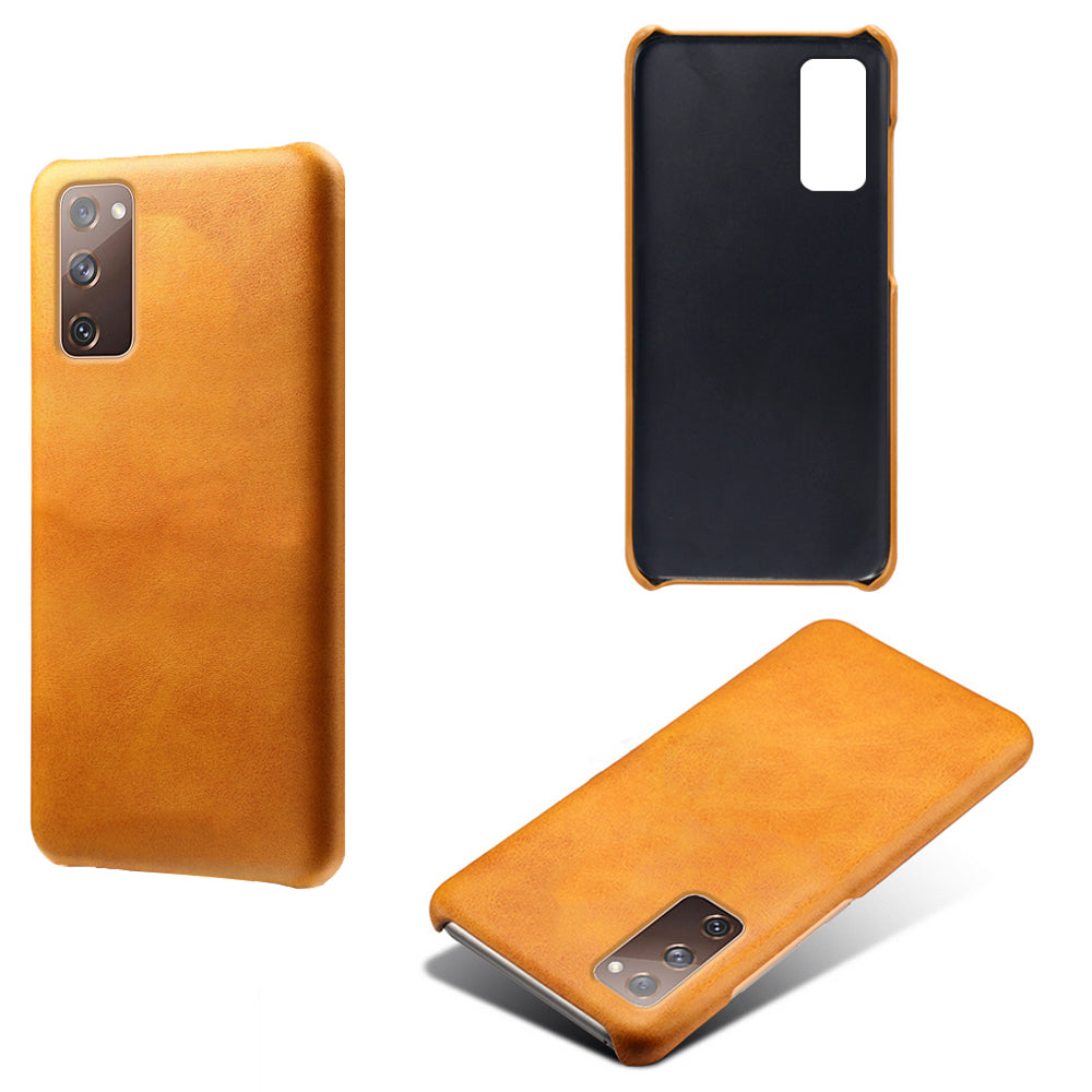 PU Leather Coated PC Case for Samsung Galaxy S20 FE 4G/5G/S20 Lite/S20 FE 2022 Protector Cover - Orange