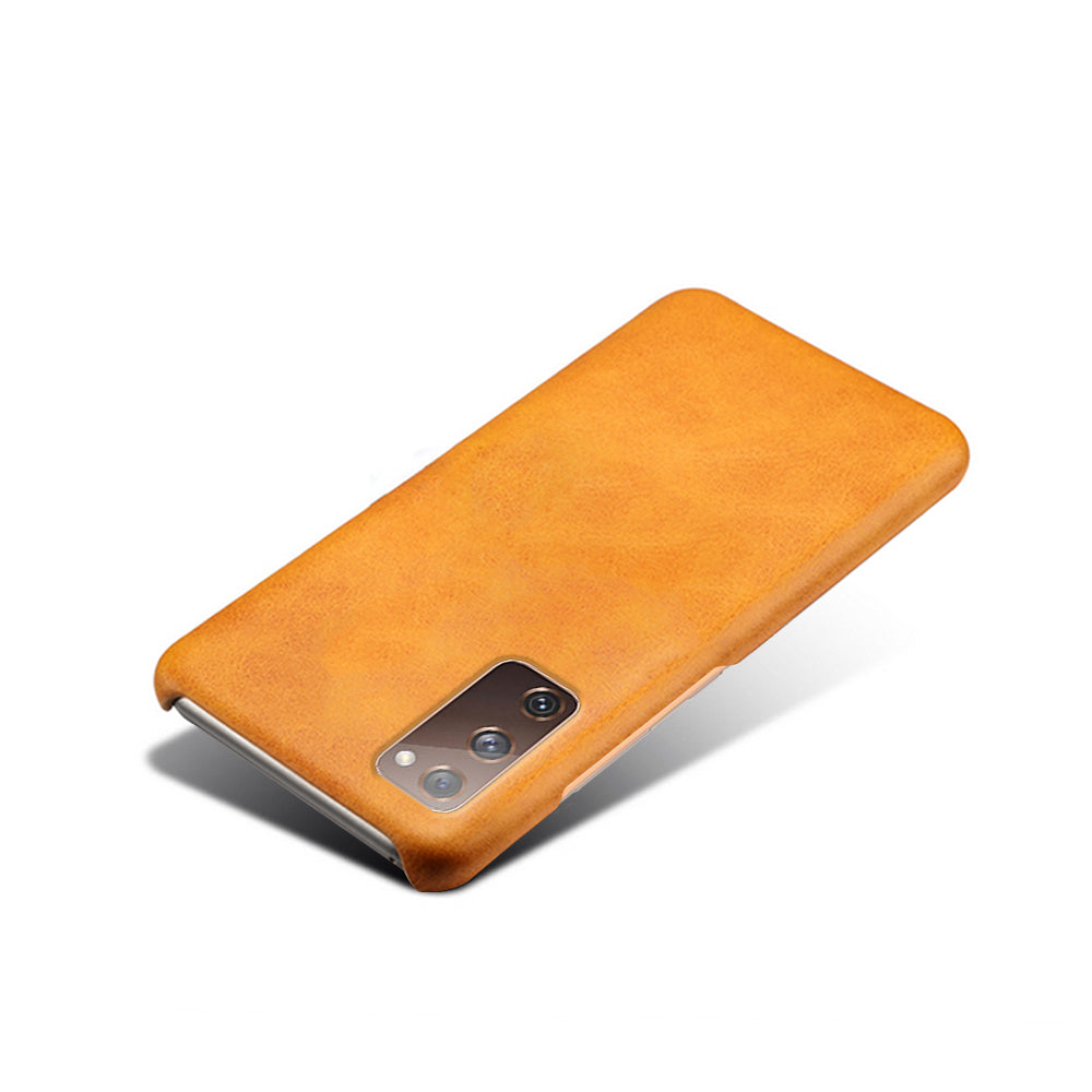 PU Leather Coated PC Case for Samsung Galaxy S20 FE 4G/5G/S20 Lite/S20 FE 2022 Protector Cover - Orange